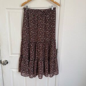 AE Floral Brown Tiered Skirt